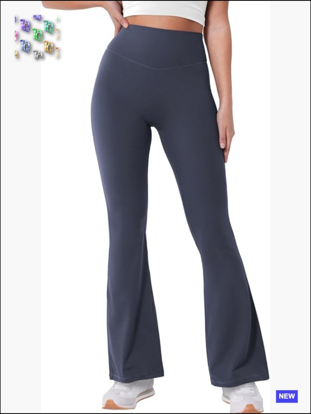 Mini Flared Workout Leggings High Waist No Front Seam Yoga Pants 28" Inseam